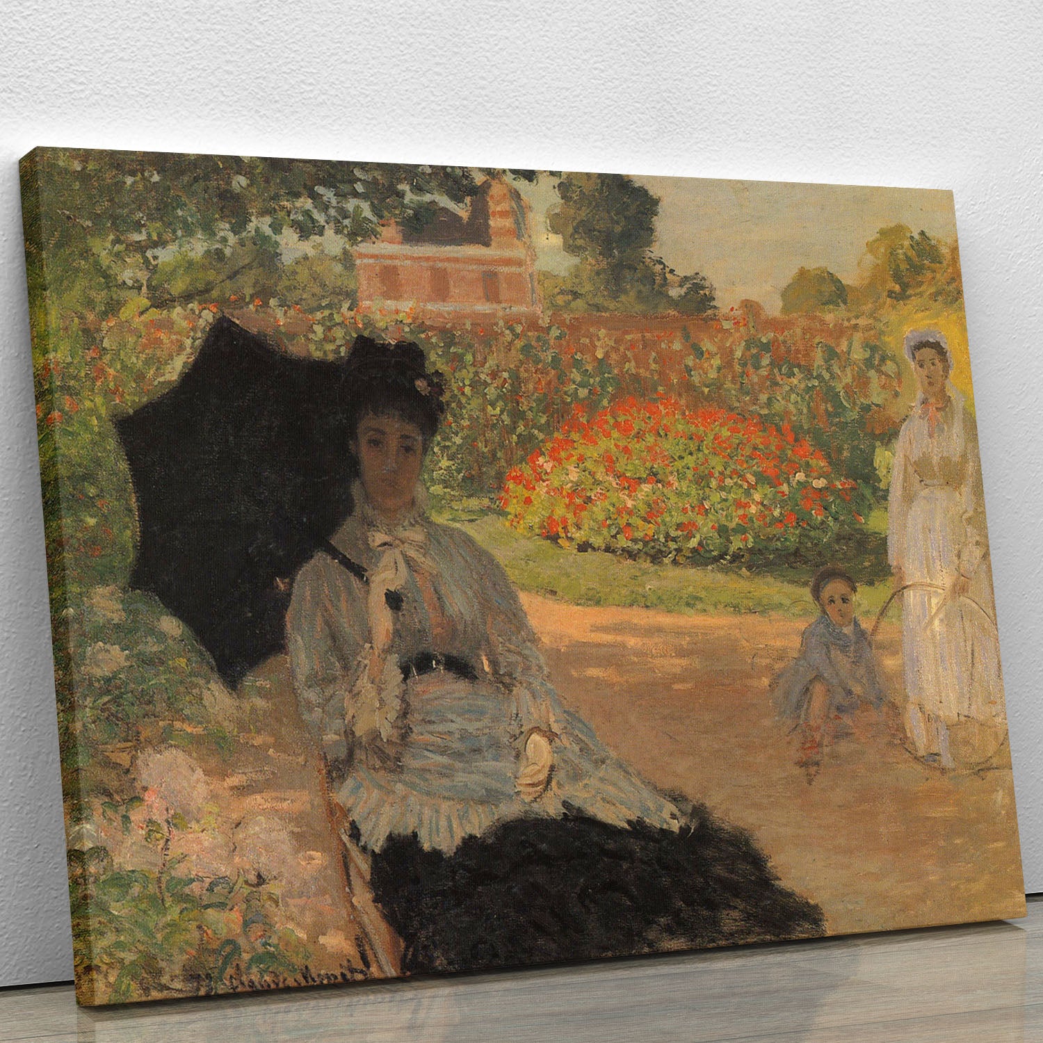 Camille in the garden with Jean and his nanny by Monet Canvas Print or Poster - Canvas Art Rocks - 1