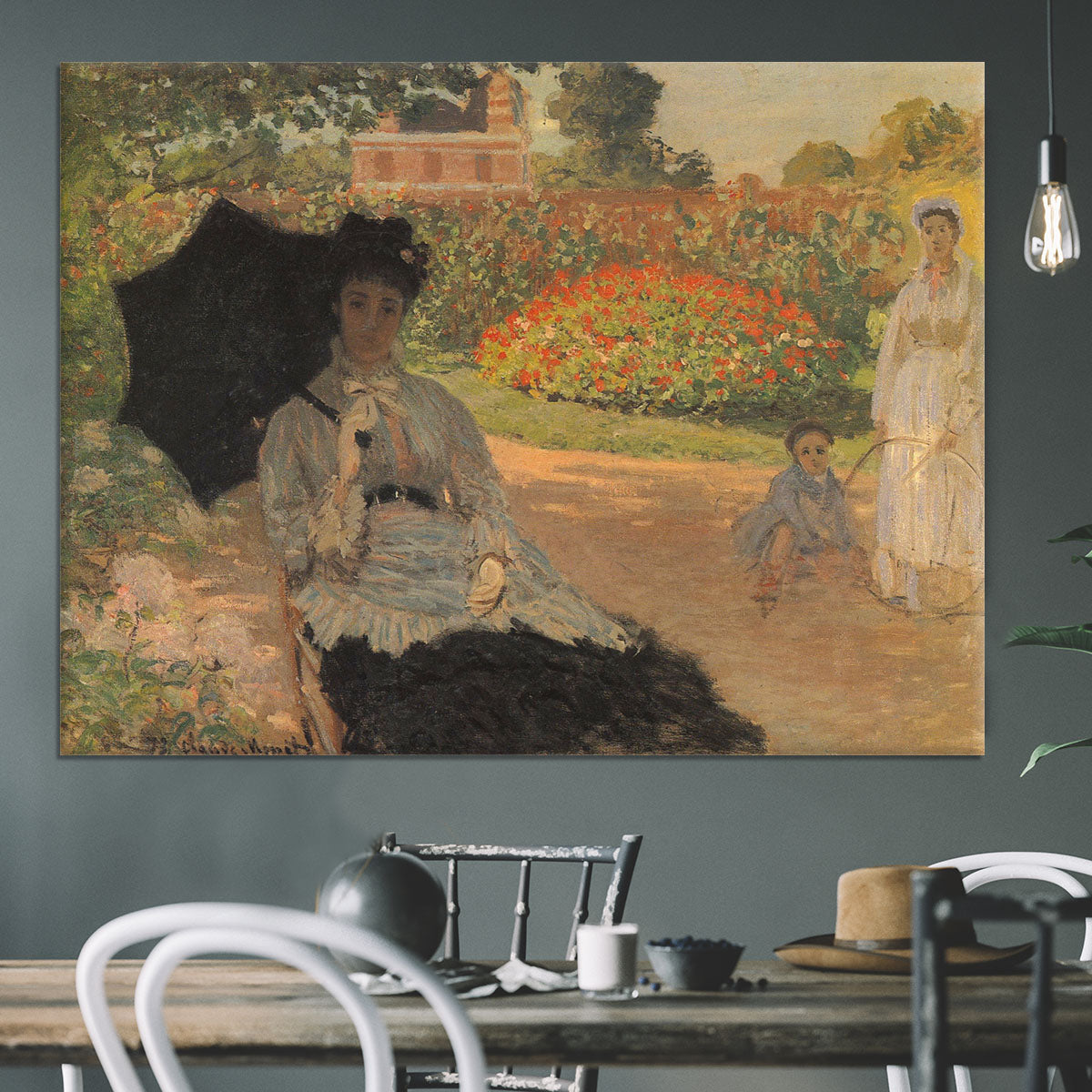 Camille in the garden with Jean and his nanny by Monet Canvas Print or Poster - Canvas Art Rocks - 3