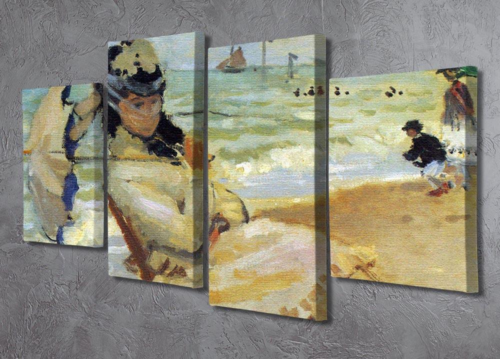 Camille on the beach at Trouville by Monet 4 Split Panel Canvas - Canvas Art Rocks - 2