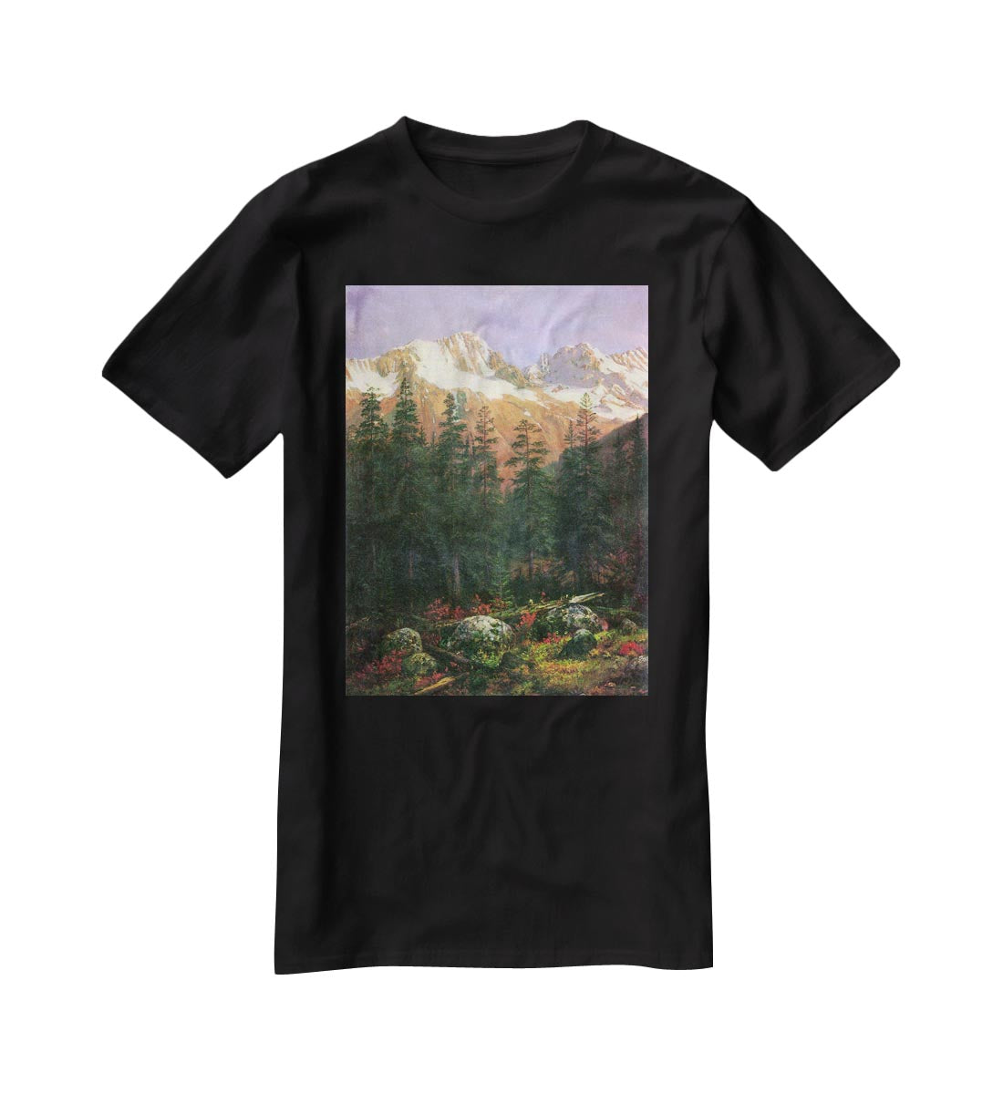 Canadian Rockies by Bierstadt T-Shirt - Canvas Art Rocks - 1