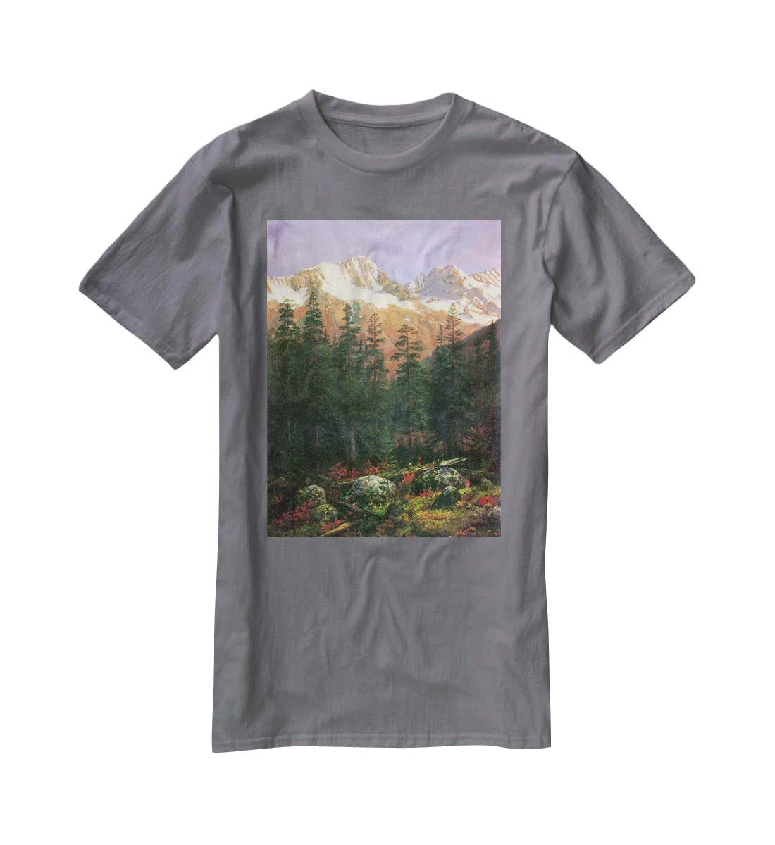 Canadian Rockies by Bierstadt T-Shirt - Canvas Art Rocks - 3