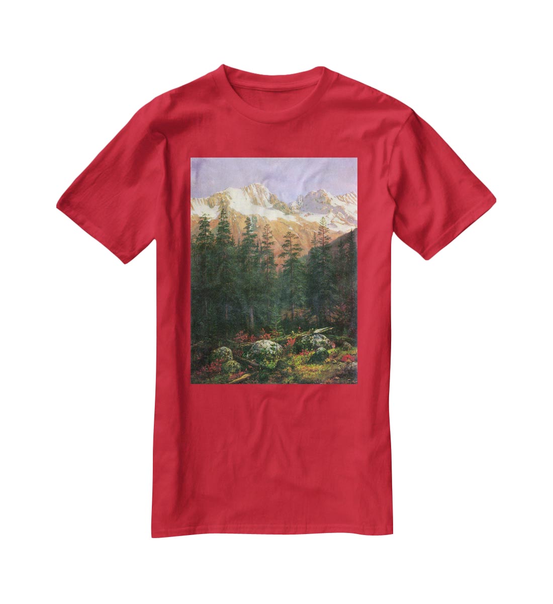 Canadian Rockies by Bierstadt T-Shirt - Canvas Art Rocks - 4