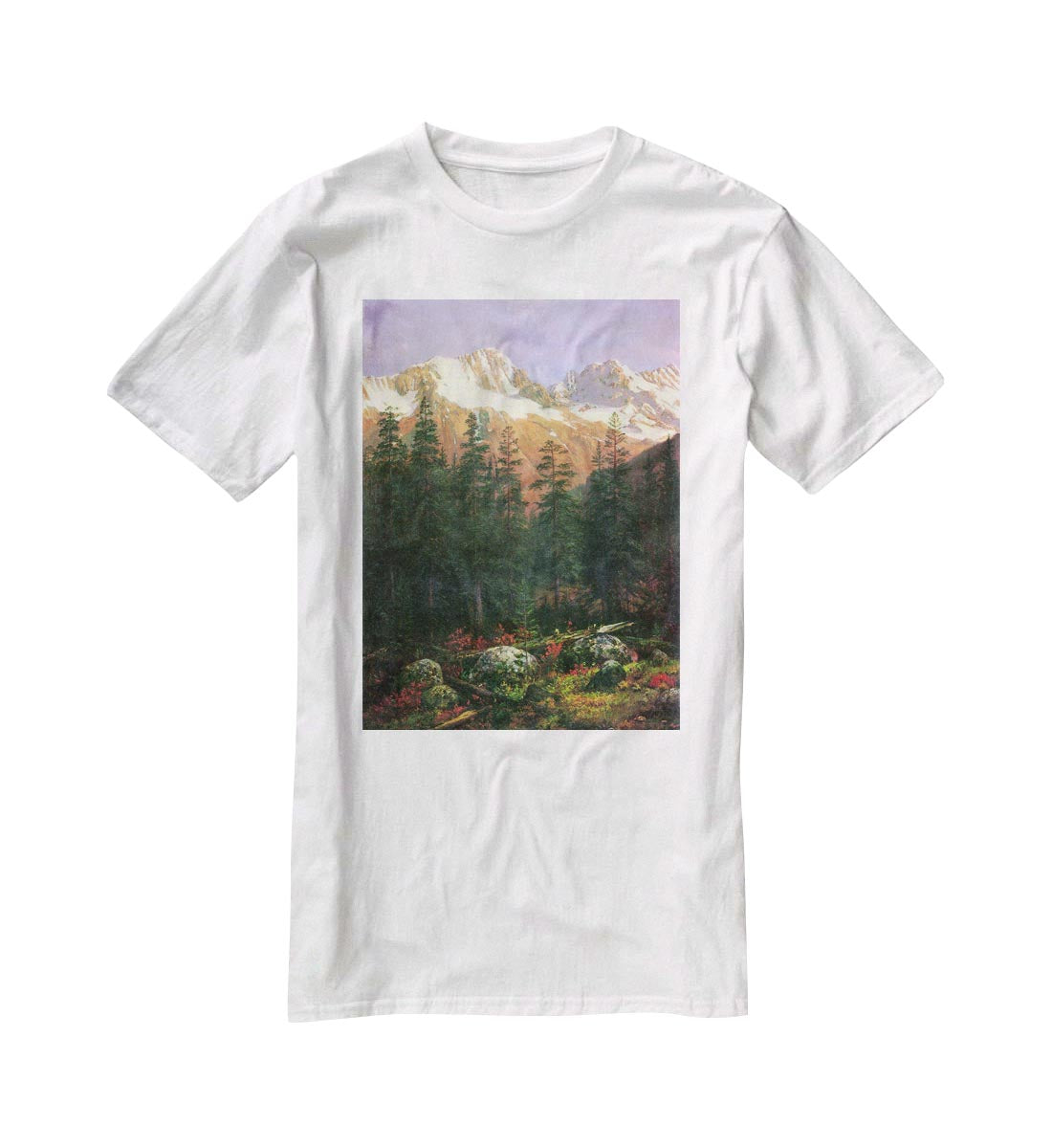 Canadian Rockies by Bierstadt T-Shirt - Canvas Art Rocks - 5