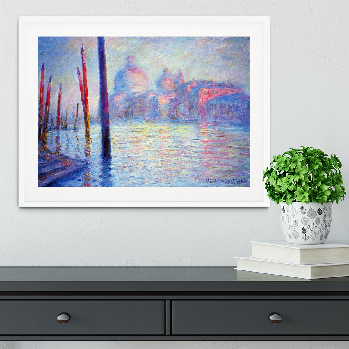 Canal Grand by Monet Framed Print - Canvas Art Rocks - 5