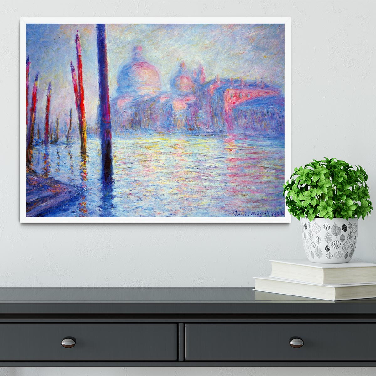 Canal Grand by Monet Framed Print - Canvas Art Rocks -6