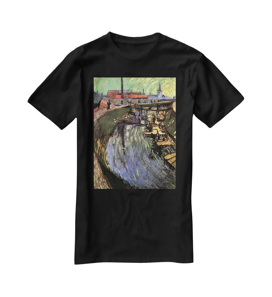 Canal with Women Washing by Van Gogh T-Shirt - Canvas Art Rocks - 1