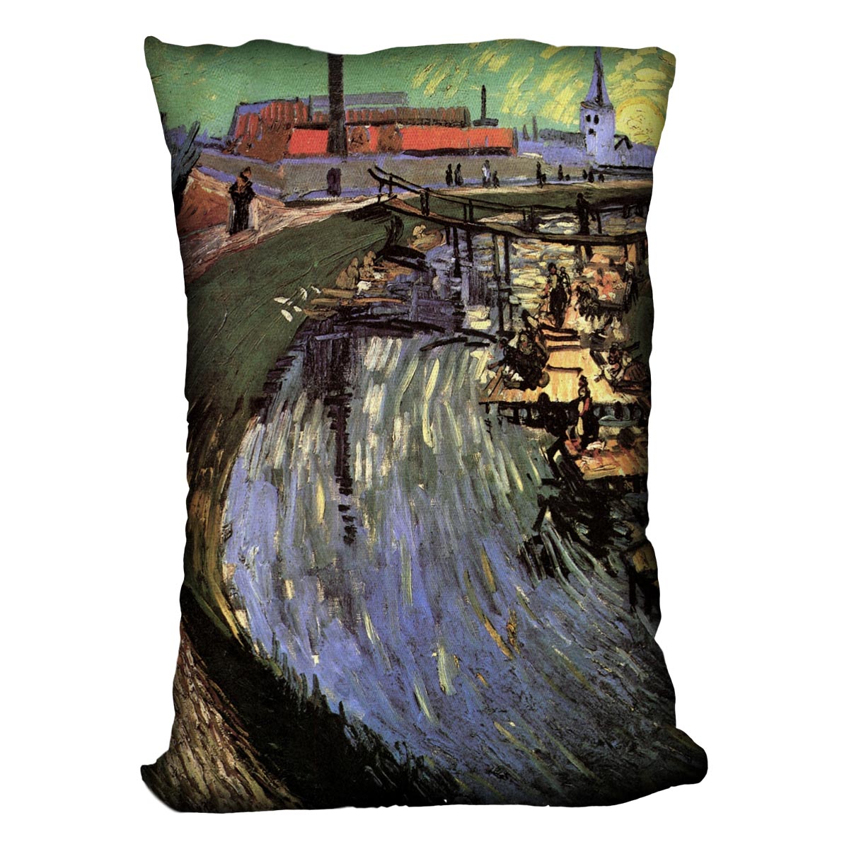 Canal with Women Washing by Van Gogh Cushion