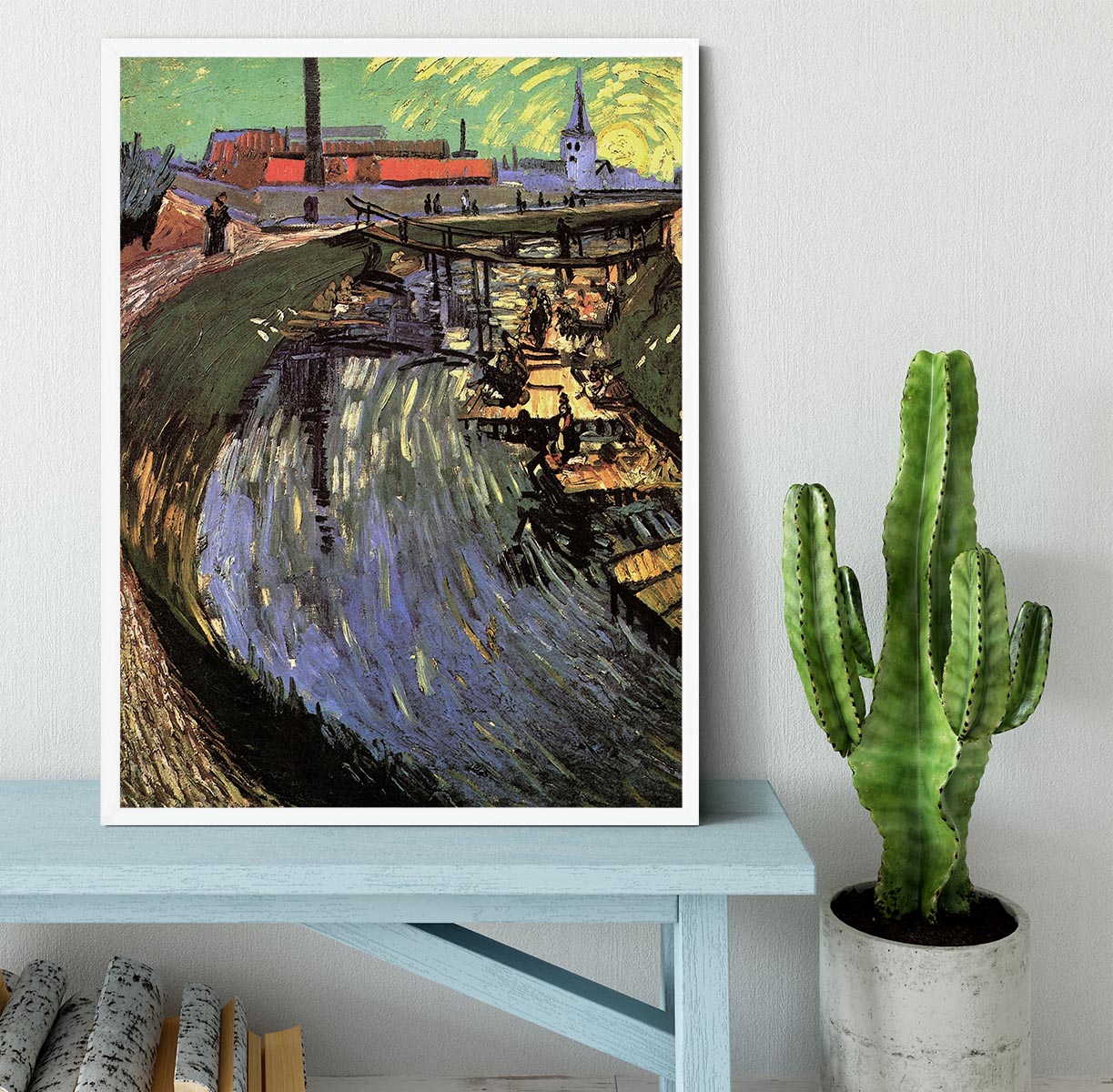 Canal with Women Washing by Van Gogh Framed Print - Canvas Art Rocks -6
