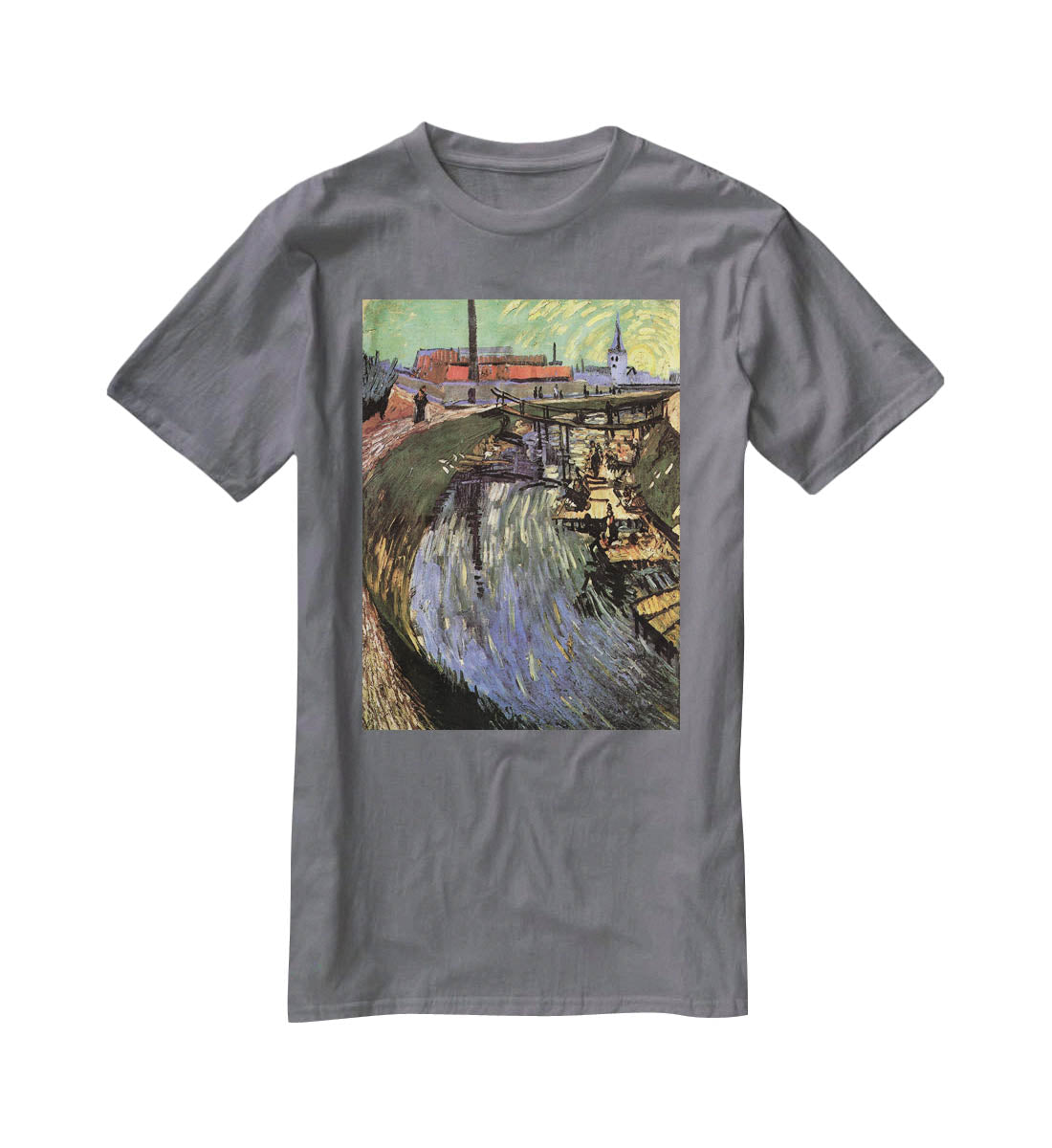 Canal with Women Washing by Van Gogh T-Shirt - Canvas Art Rocks - 3