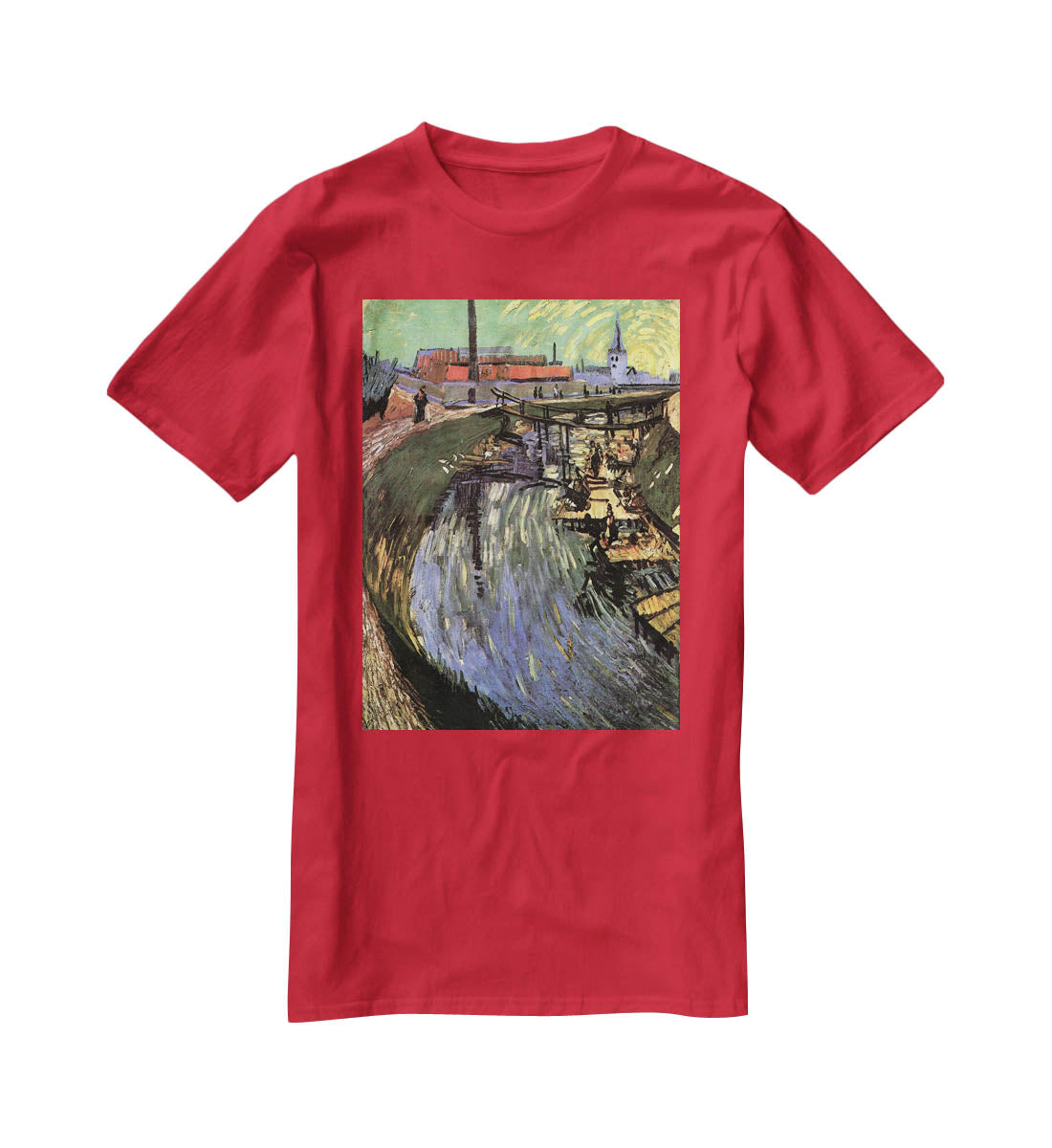 Canal with Women Washing by Van Gogh T-Shirt - Canvas Art Rocks - 4