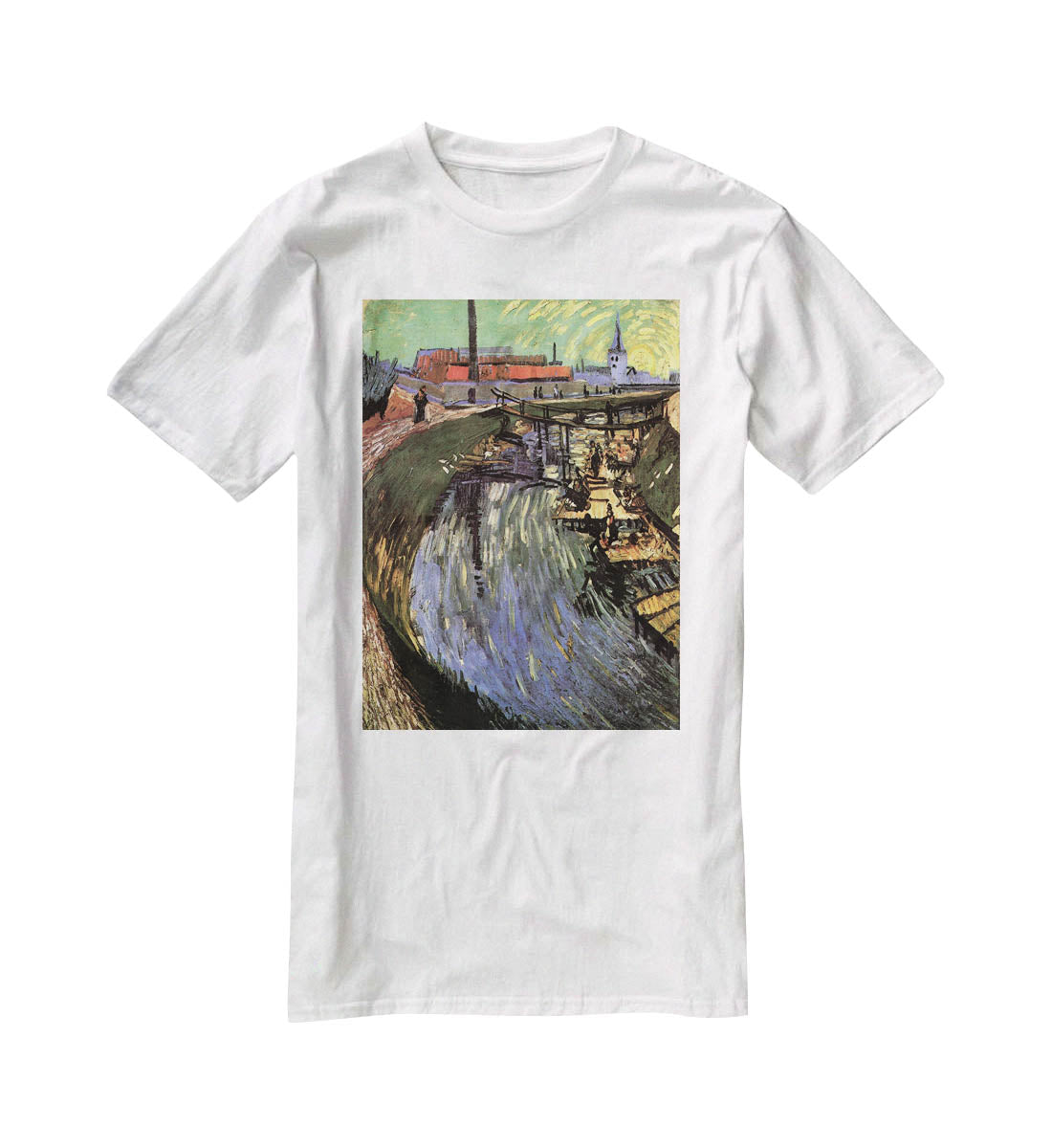 Canal with Women Washing by Van Gogh T-Shirt - Canvas Art Rocks - 5