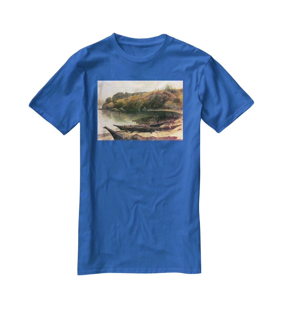 Canoes by Bierstadt T-Shirt - Canvas Art Rocks - 2