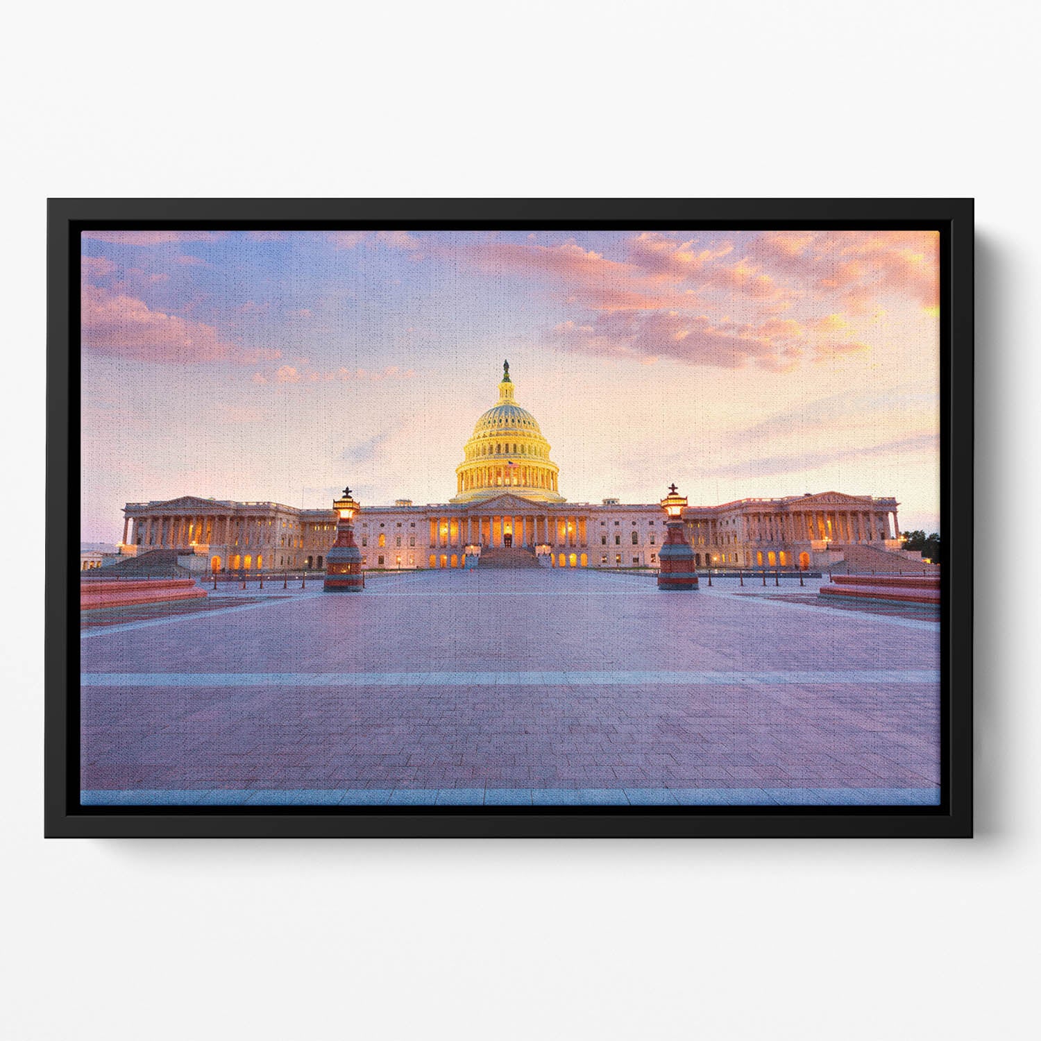 Capitol building sunset Floating Framed Canvas