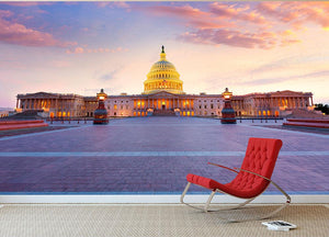 Capitol building sunset Wall Mural Wallpaper - Canvas Art Rocks - 2