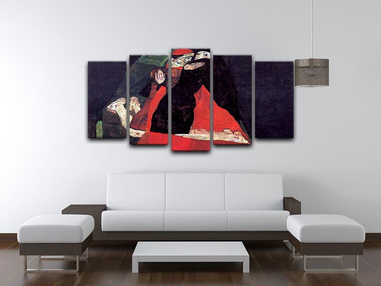 Cardinal and Nun or The caress by Egon Schiele 5 Split Panel Canvas - Canvas Art Rocks - 3