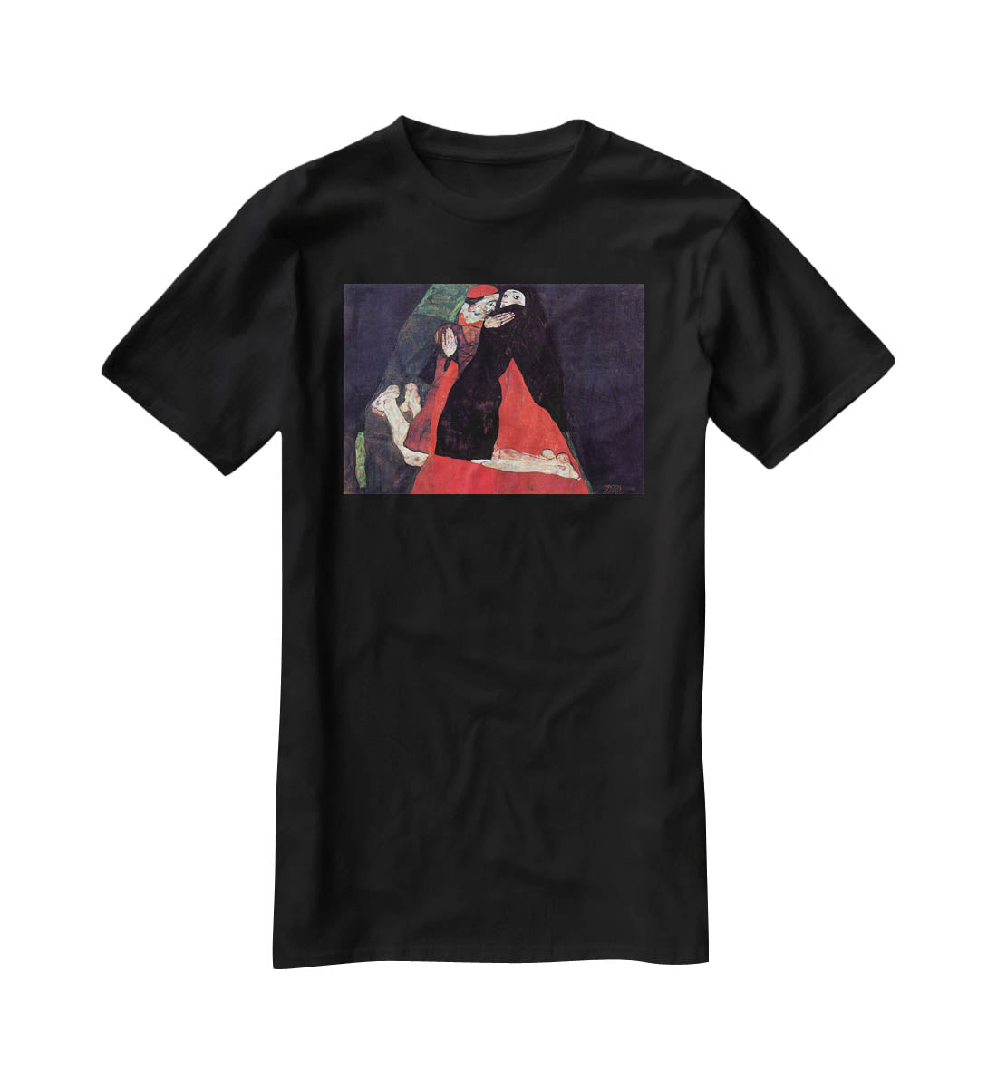 Cardinal and Nun or The caress by Egon Schiele T-Shirt - Canvas Art Rocks - 1