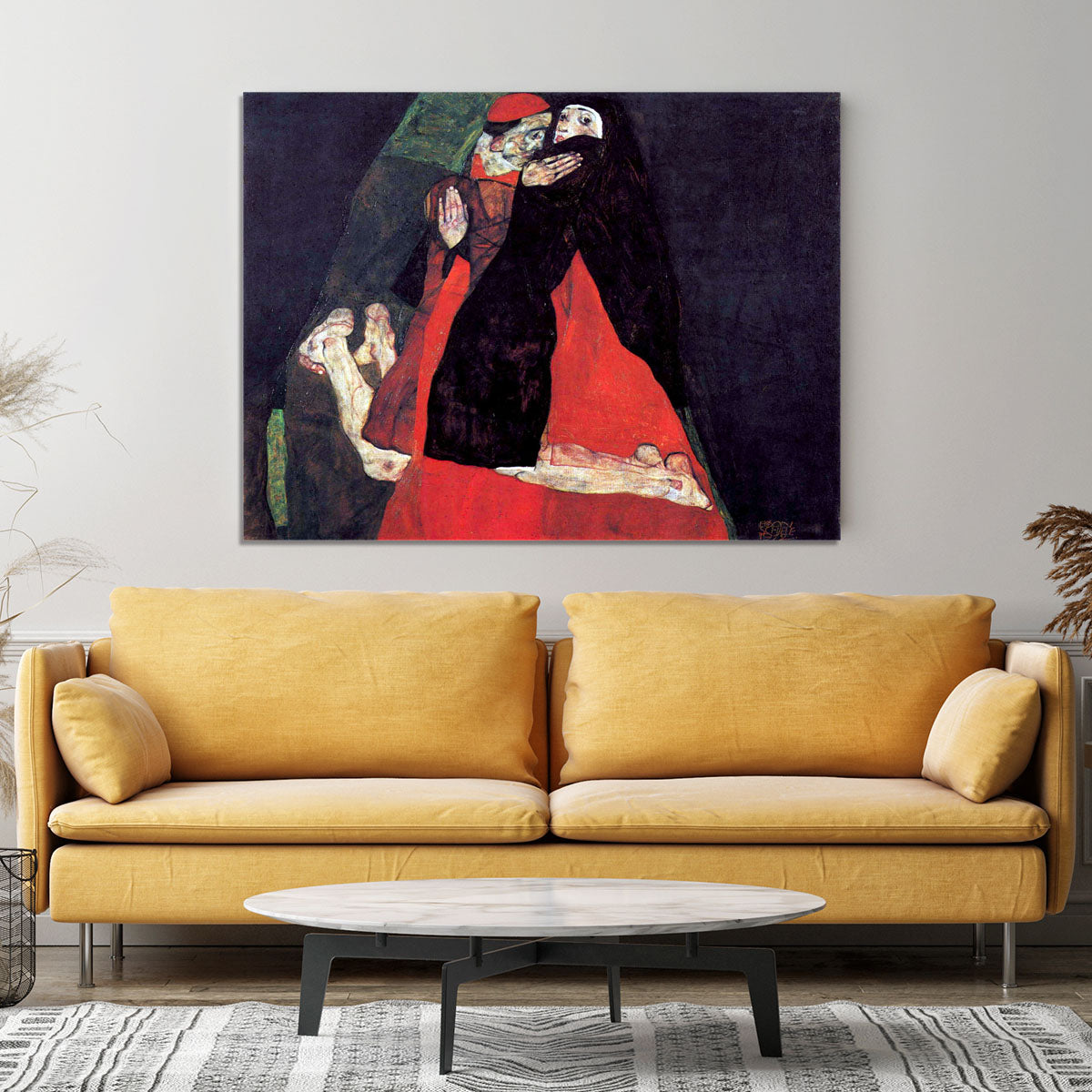 Cardinal and Nun or The caress by Egon Schiele Canvas Print or Poster - Canvas Art Rocks - 4
