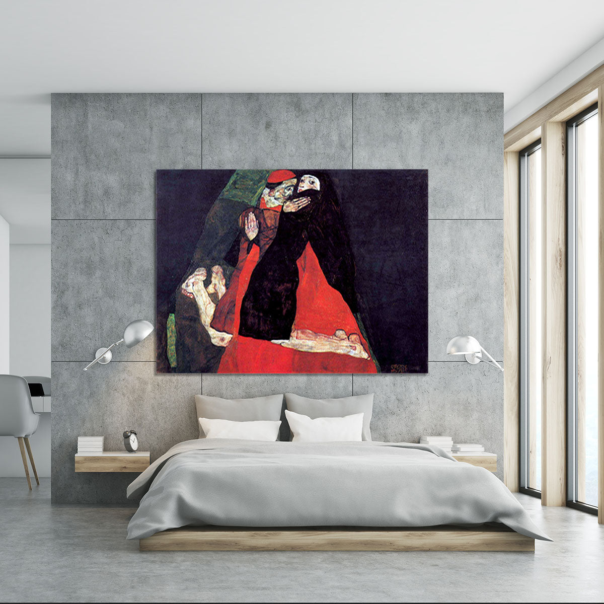 Cardinal and Nun or The caress by Egon Schiele Canvas Print or Poster - Canvas Art Rocks - 5