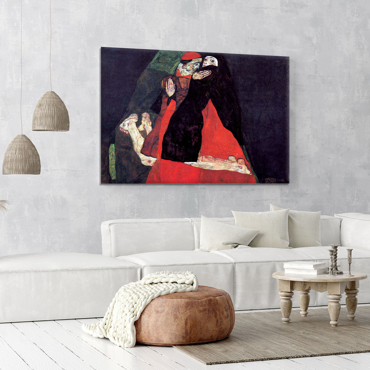 Cardinal and Nun or The caress by Egon Schiele Canvas Print or Poster - Canvas Art Rocks - 6