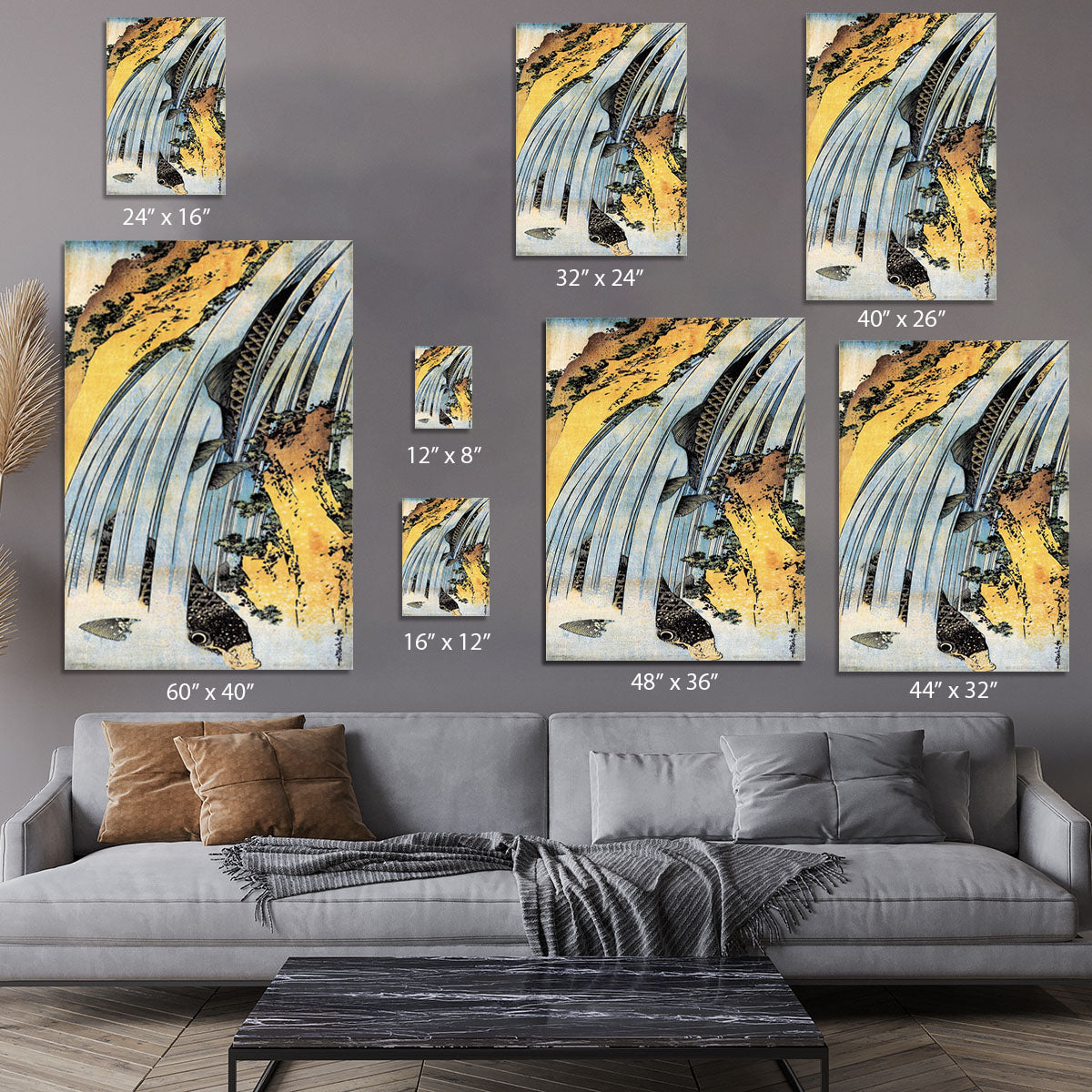 Carps ascending waterfall by Hokusai Canvas Print or Poster - Canvas Art Rocks - 7