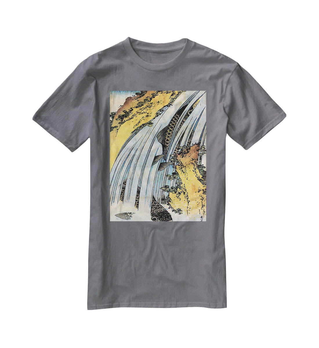 Carps ascending waterfall by Hokusai T-Shirt - Canvas Art Rocks - 3