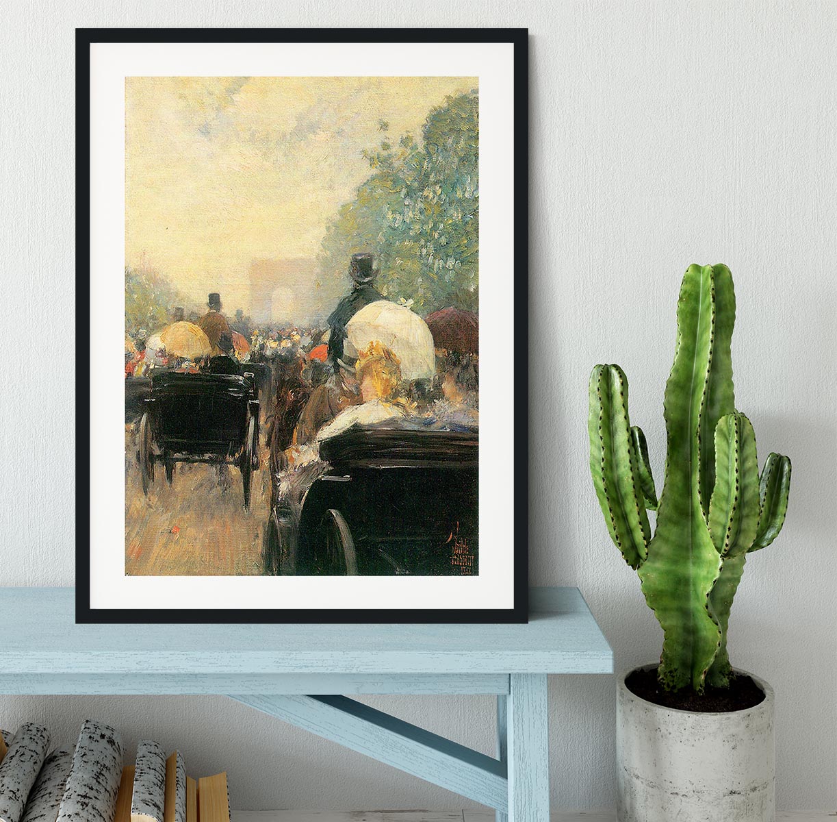 Carriage Parade by Hassam Framed Print - Canvas Art Rocks - 1