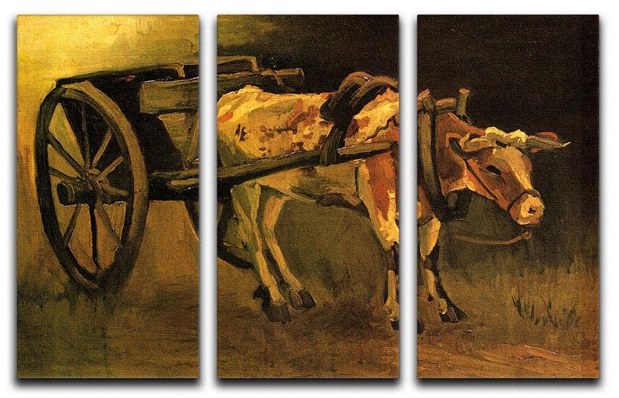 Cart with Red and White Ox by Van Gogh 3 Split Panel Canvas Print - Canvas Art Rocks - 4