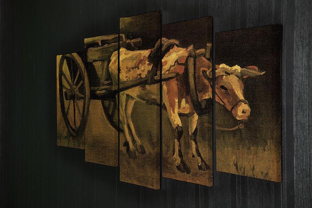 Cart with Red and White Ox by Van Gogh 5 Split Panel Canvas - Canvas Art Rocks - 2