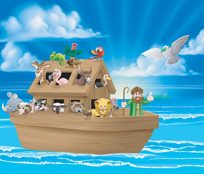 Cartoon childrens illustration of the Christian Bible story of Noah Wall Mural Wallpaper