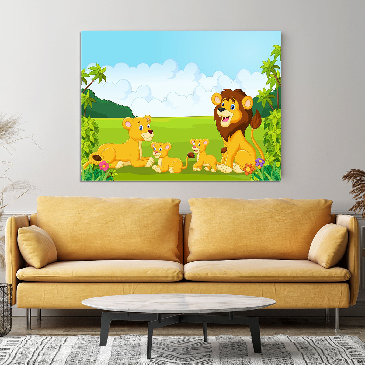 Cartoon lion family Canvas Print or Poster - Canvas Art Rocks - 4