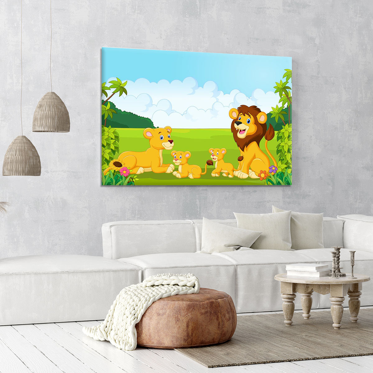 Cartoon lion family Canvas Print or Poster - Canvas Art Rocks - 6
