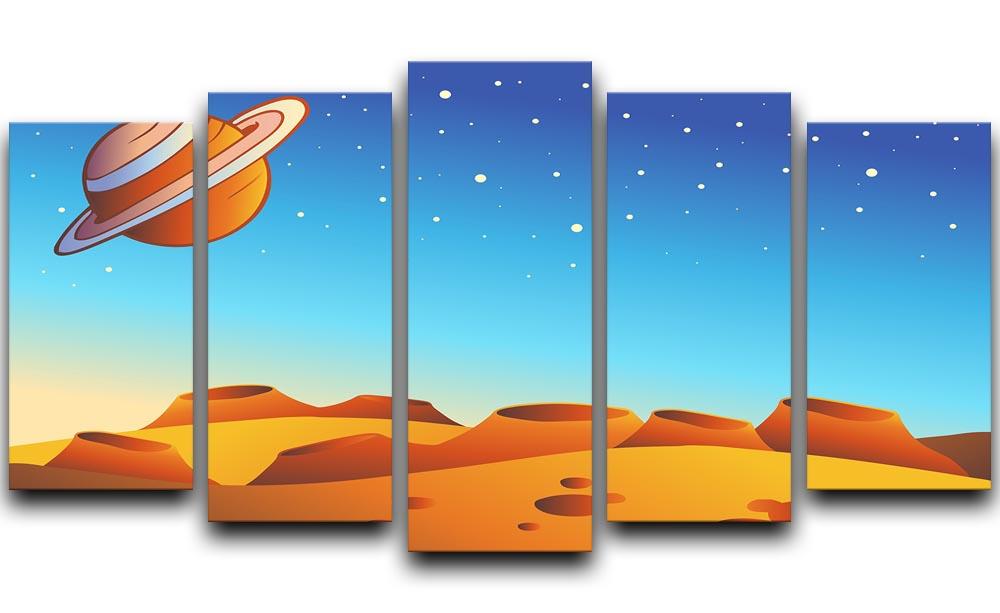 Cartoon red planet landscape 5 Split Panel Canvas  - Canvas Art Rocks - 1