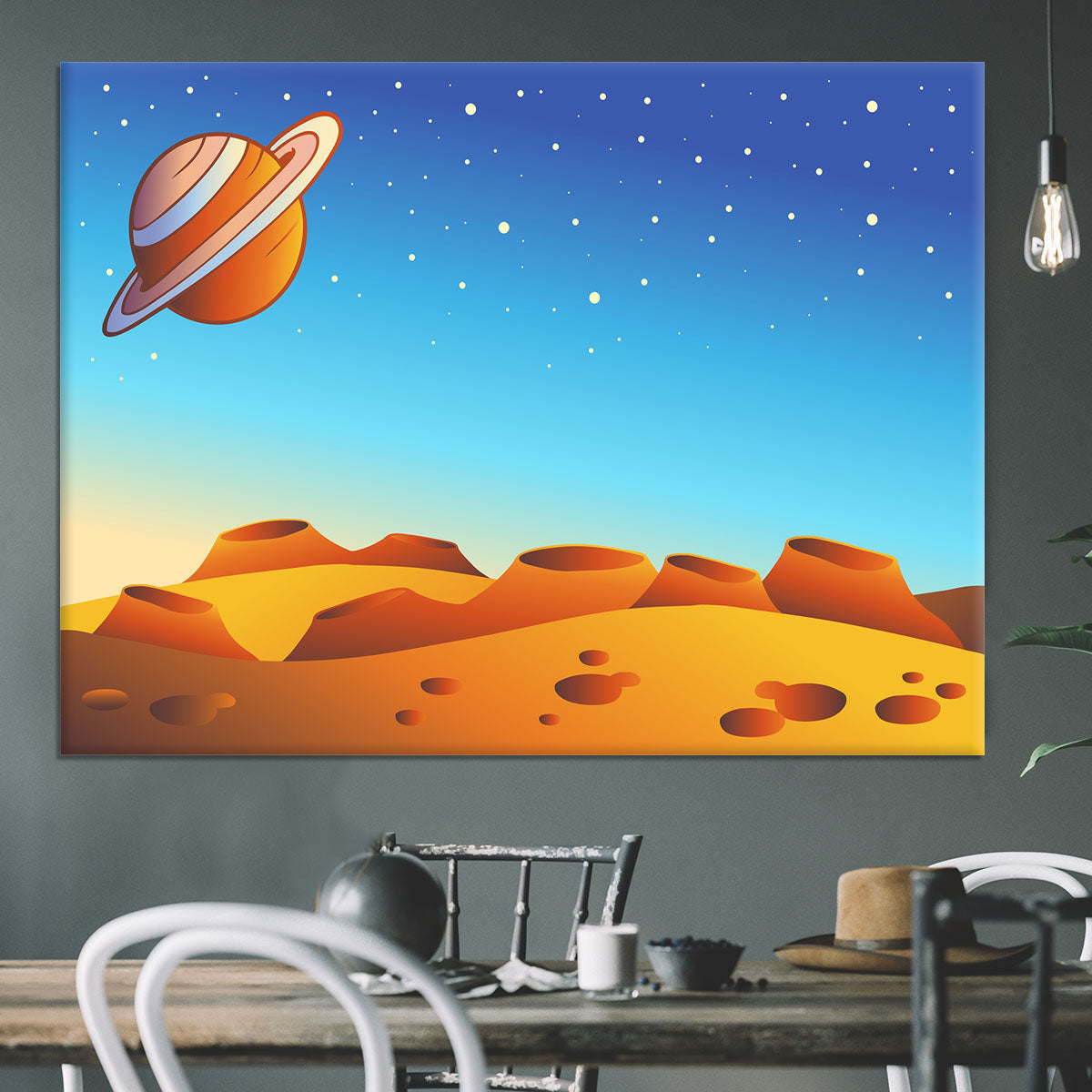 Cartoon red planet landscape Canvas Print or Poster - Canvas Art Rocks - 3