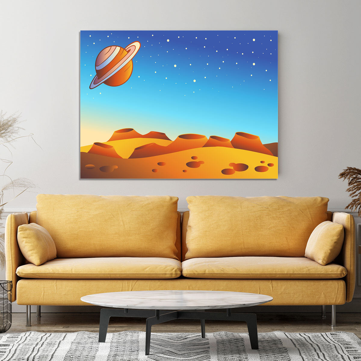 Cartoon red planet landscape Canvas Print or Poster - Canvas Art Rocks - 4