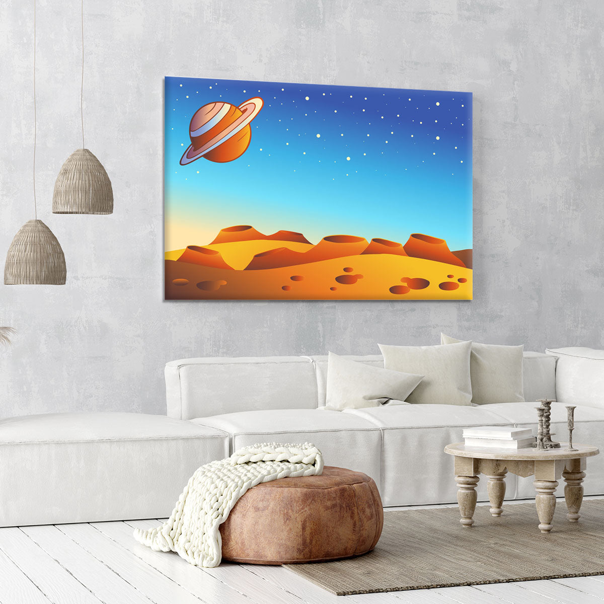 Cartoon red planet landscape Canvas Print or Poster - Canvas Art Rocks - 6