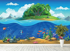 Cartoon underwater world Wall Mural Wallpaper - Canvas Art Rocks - 4