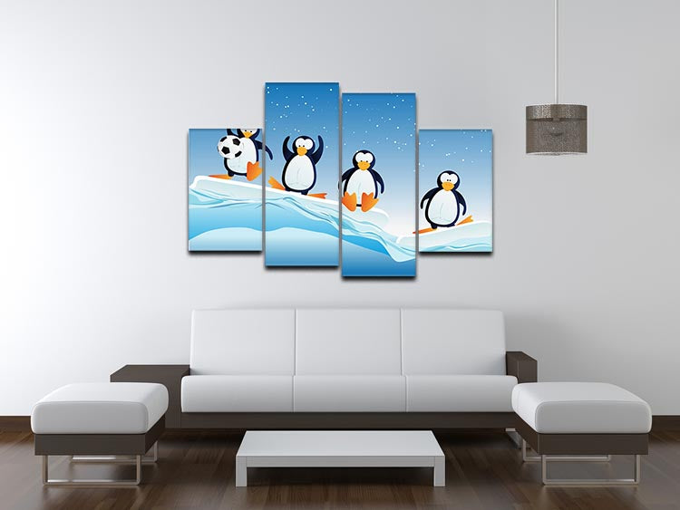 Cartoonstyle illustration of penguins 4 Split Panel Canvas - Canvas Art Rocks - 3
