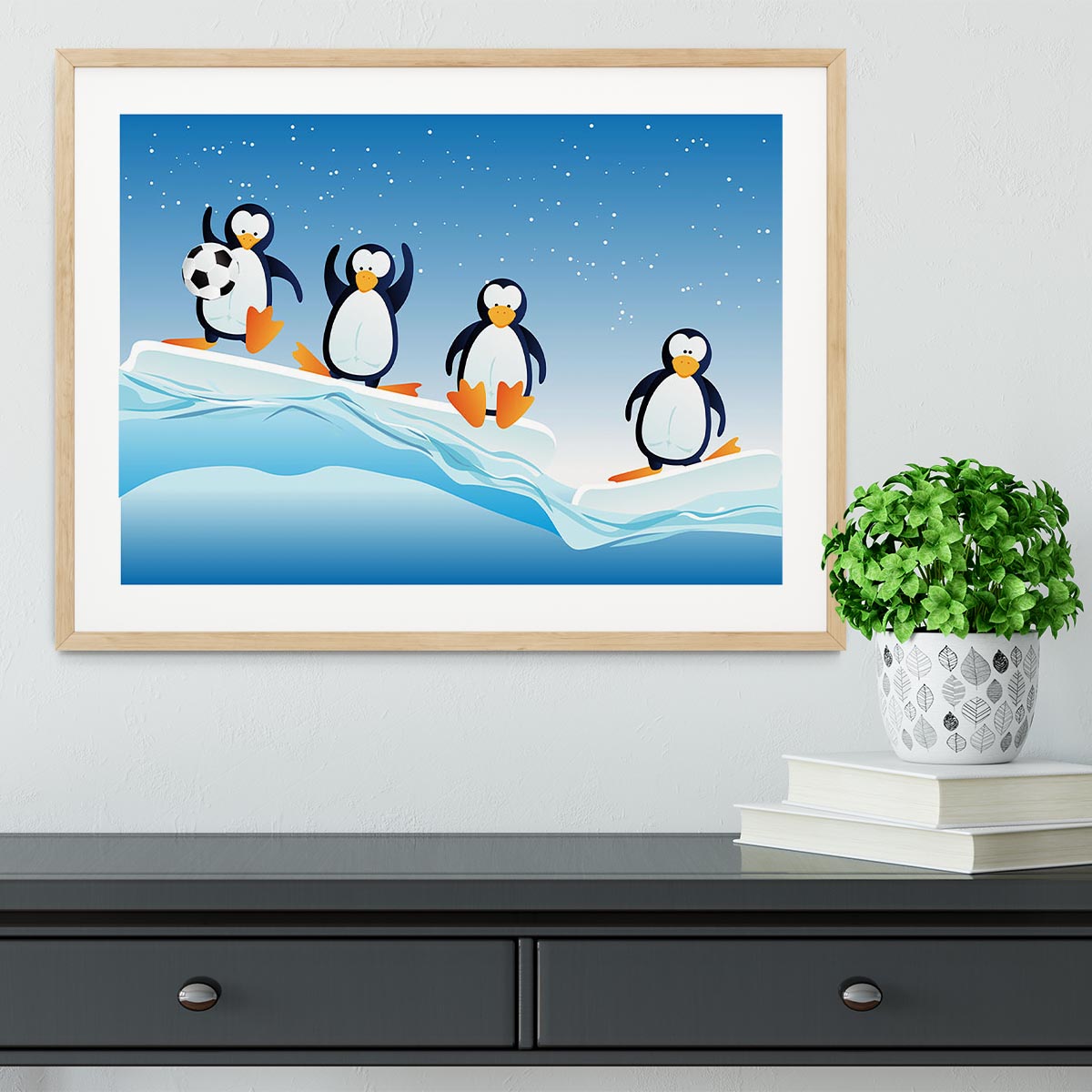 Cartoonstyle illustration of penguins Framed Print - Canvas Art Rocks - 3