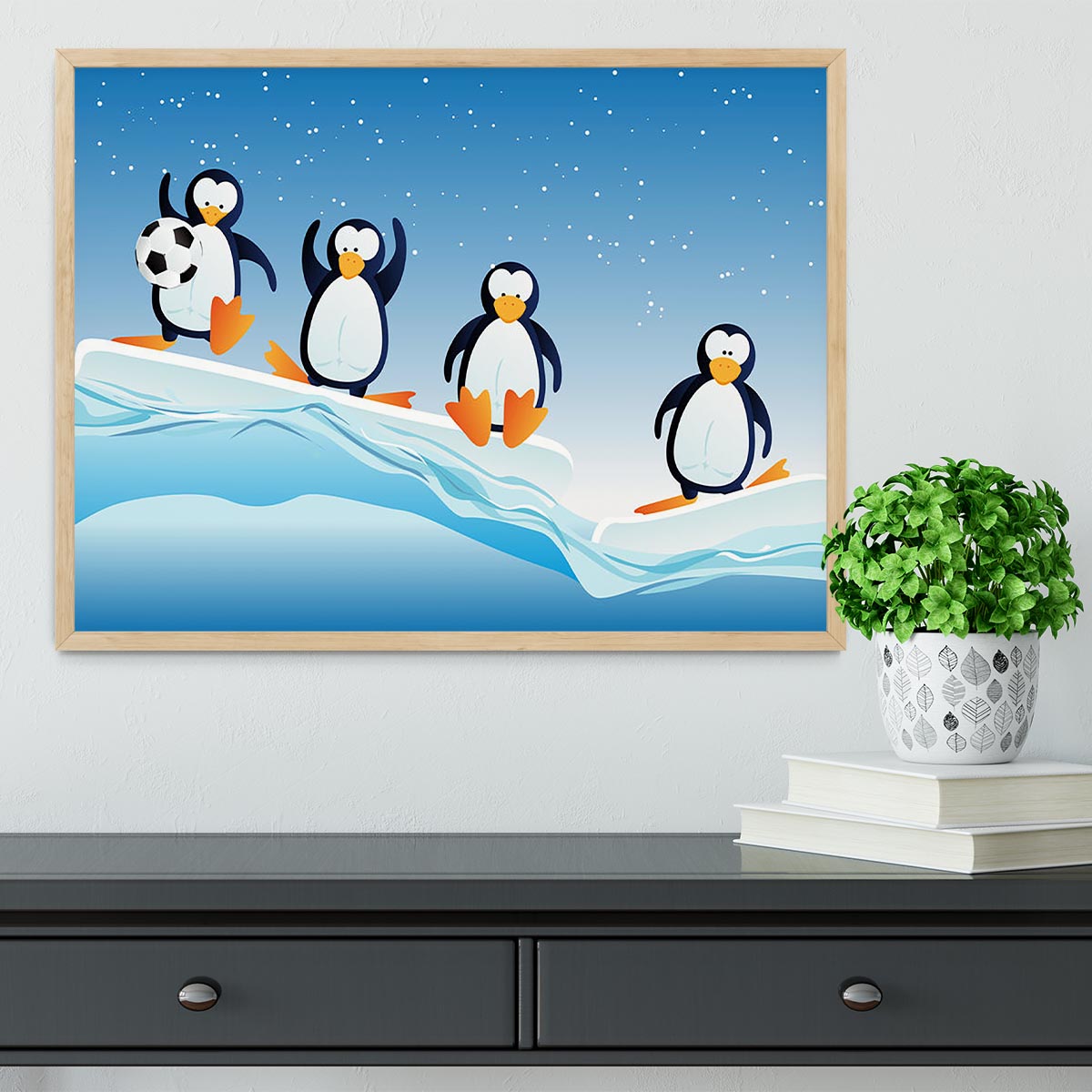 Cartoonstyle illustration of penguins Framed Print - Canvas Art Rocks - 4