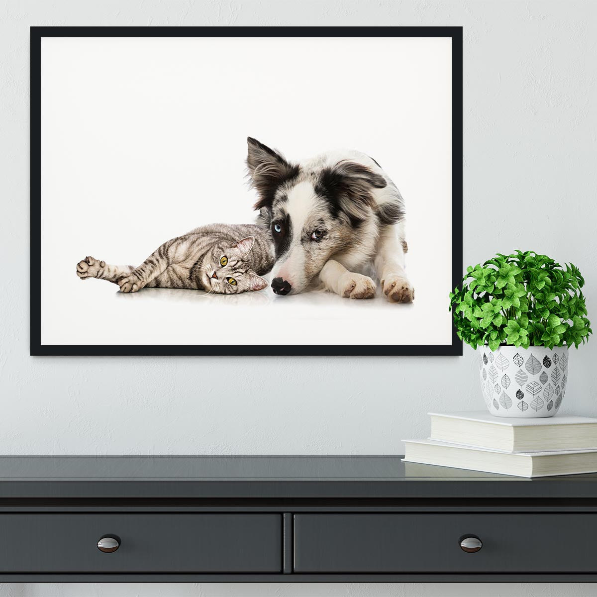 Cat and dog Framed Print - Canvas Art Rocks - 1