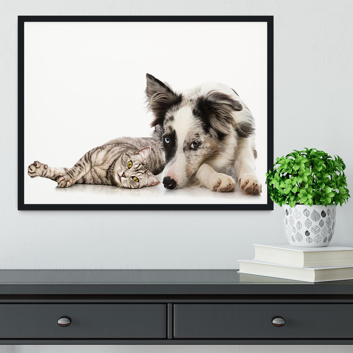 Cat and dog Framed Print - Canvas Art Rocks - 2