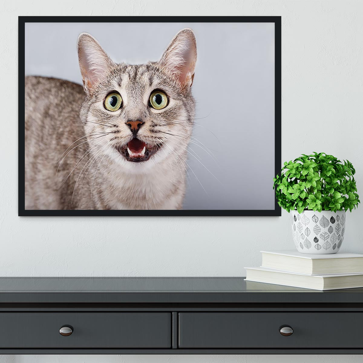 Cat meows Framed Print - Canvas Art Rocks - 2