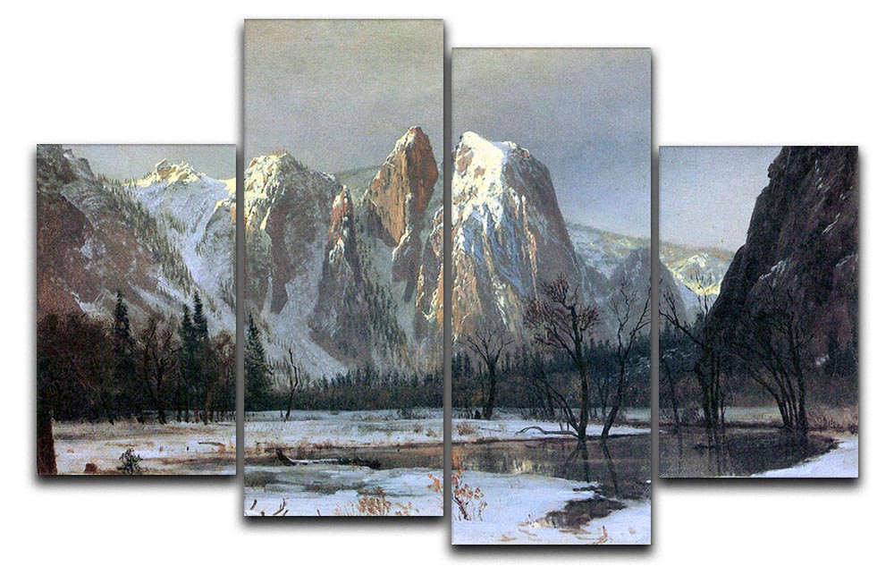 Cathedral Rocks Yosemite by Bierstadt 4 Split Panel Canvas - Canvas Art Rocks - 1