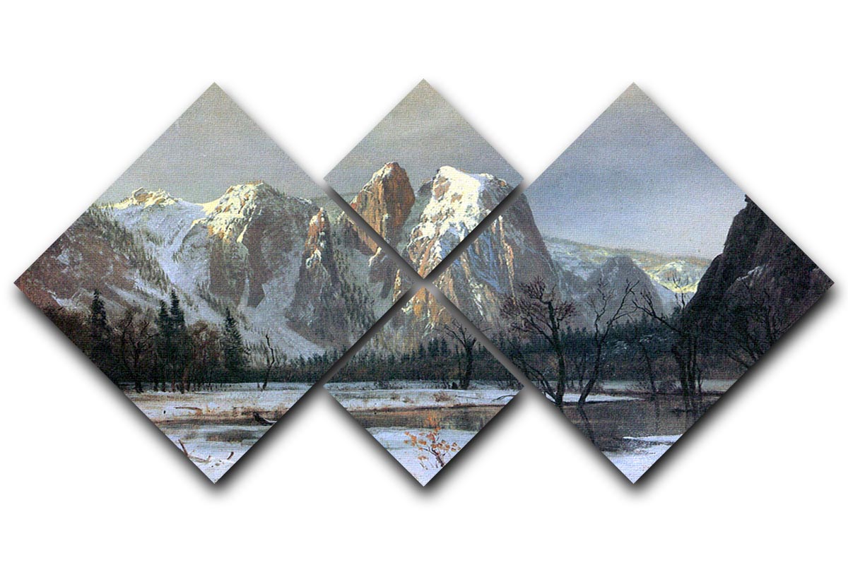 Cathedral Rocks Yosemite by Bierstadt 4 Square Multi Panel Canvas - Canvas Art Rocks - 1