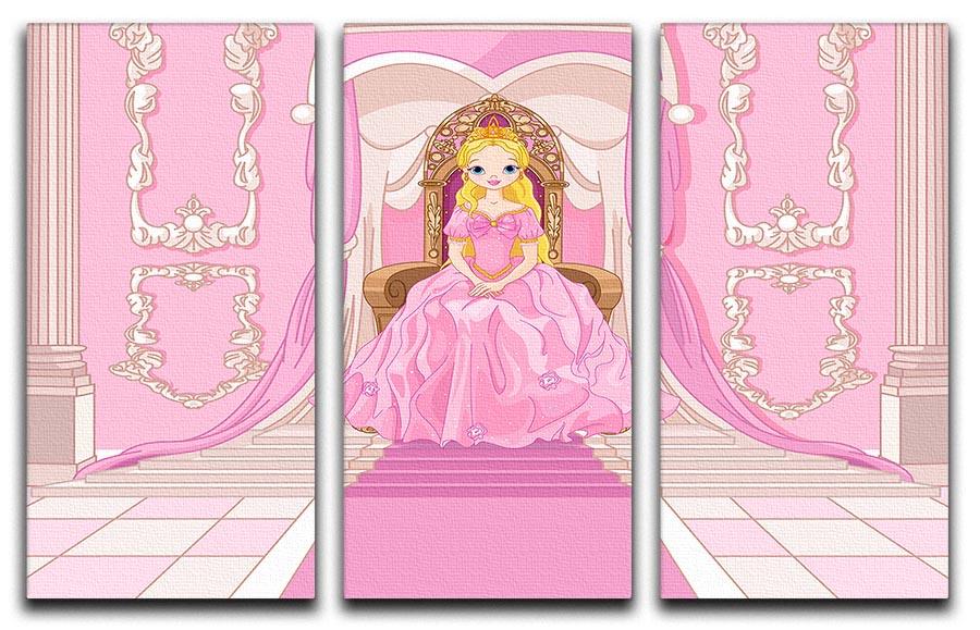 Charming Princess sits on a throne 3 Split Panel Canvas Print - Canvas Art Rocks - 1