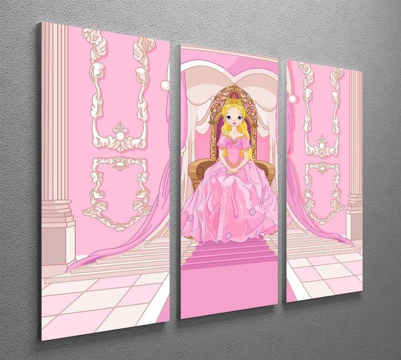 Charming Princess sits on a throne 3 Split Panel Canvas Print - Canvas Art Rocks - 2