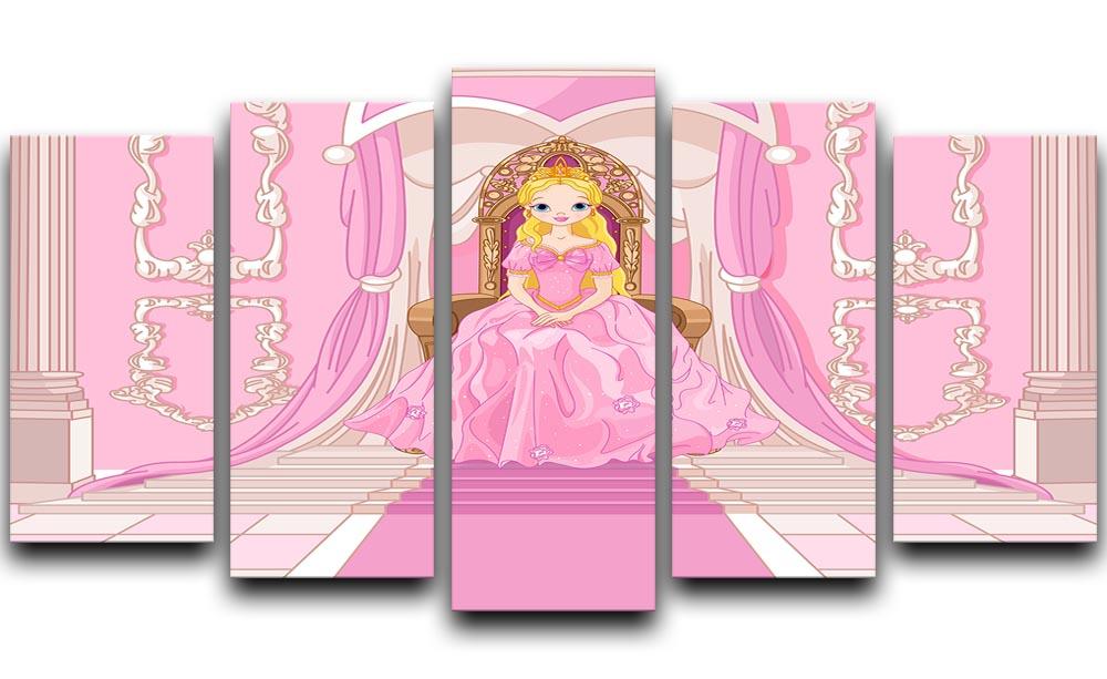 Charming Princess sits on a throne 5 Split Panel Canvas  - Canvas Art Rocks - 1