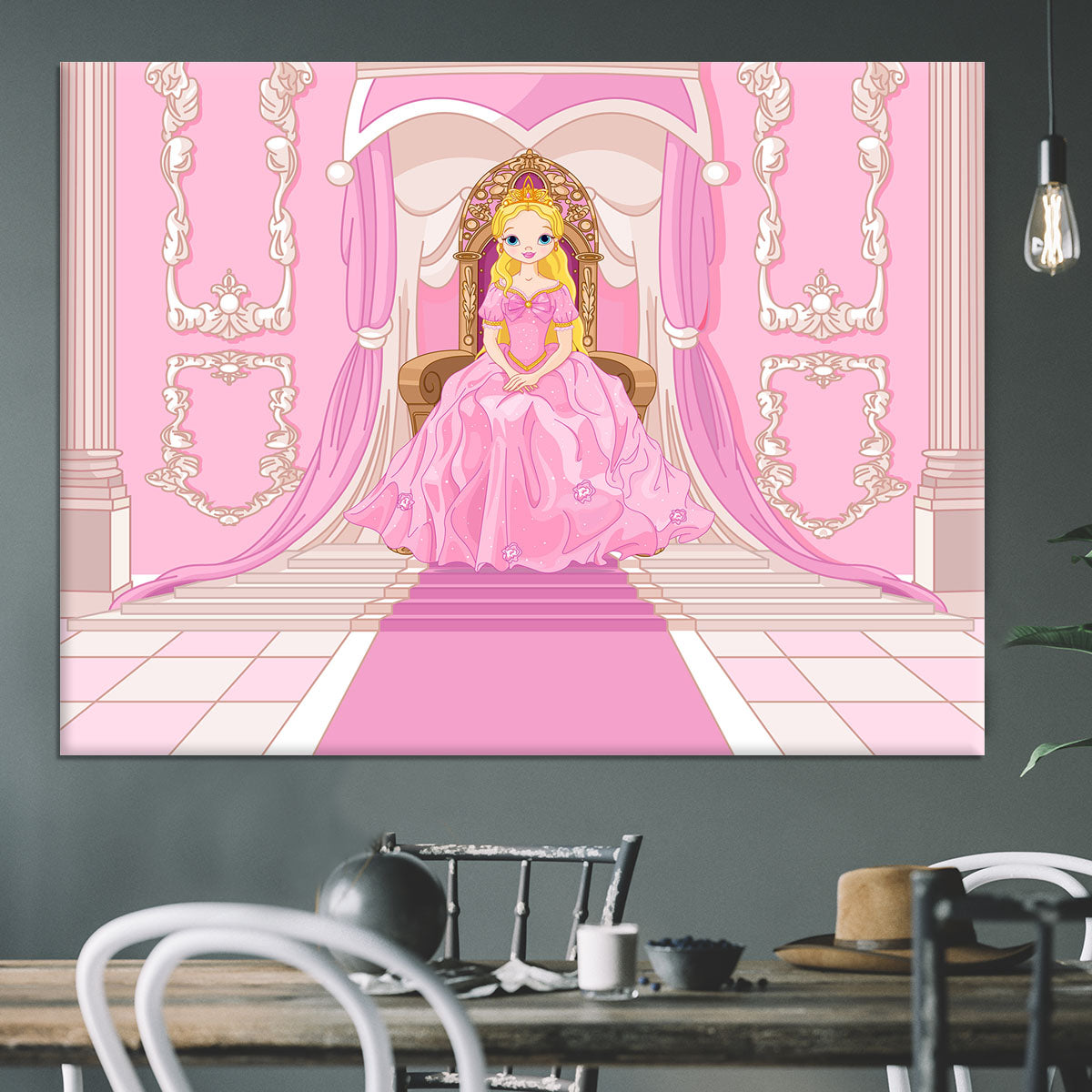 Charming Princess sits on a throne Canvas Print or Poster - Canvas Art Rocks - 3