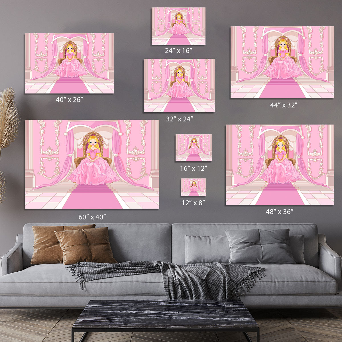 Charming Princess sits on a throne Canvas Print or Poster - Canvas Art Rocks - 7