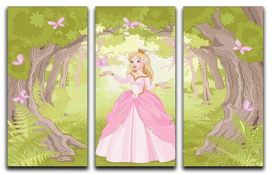 Charming princess a fantastic wood 3 Split Panel Canvas Print - Canvas Art Rocks - 1